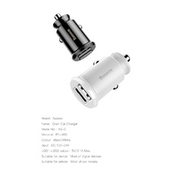 Universal Car Charger Baseus Grain Mini Dual USB Cigarette Lighter White 3.5A
