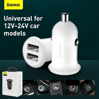 Universal Car Charger Baseus Grain Pro Mini Dual USB Cigarette Lighter Black & White 
