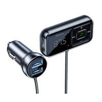 Wireless Bluetooth Car Charger Baseus T typed S-16 MP3 Player Dual USB Black