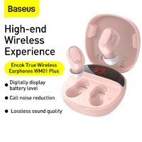 Bluetooth Headphones Wireless Baseus Encok True Full Digital Display Plus Pink