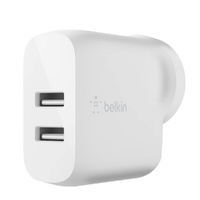 Belkin BOOST CHARGE Dual USB A Wall Charger 24W For Apple Google Samsung White