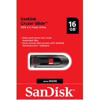 USB SanDisk Cruzer Glide 2.0 16GB Flash Drive Memory Stick CZ60-016G