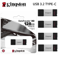 Kingston USB Drive 3.2 DataTraveler 80 32GB 64GB 128GB 256GB Type C Flash Drive 200MB/S