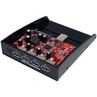 StarTech.com USB 3.0 Front Panel 4 Port Hub - 5Gbps - 3.5 5.25in Bay - 5 Total USB Port(s) - 5 USB 3.0 Port(s)1 SATA Port(s) - PC