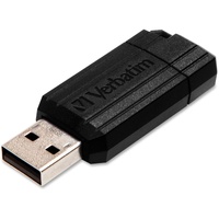 Verbatim PinStripe 64 GB USB 2.0 Type A Flash Drive - Black - 10 MB/s Read Speed - 4 MB/s Write Speed - 2 Year Warranty - 1 Each
