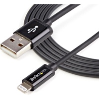 StarTech.com 2m (6ft) Long Black AppleÂ&reg; 8-pin Lightning Connector to USB Cable for iPhone / iPod / iPad - First End: 1 x 4-pin USB Type A - - 1