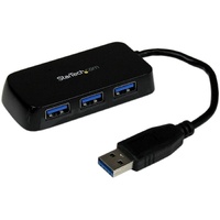 StarTech.com Portable 4 Port SuperSpeed Mini USB 3.0 Hub - 5Gbps - Black - 4 Total USB Port(s) - 4 USB 3.0 Port(s) - PC, Mac
