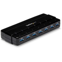 StarTech.com 7 Port SuperSpeed USB 3.0 Hub - 5Gbps - Desktop USB Hub with Power Adapter - Black - 7 Total USB Port(s) - 7 USB 3.0 Port(s) - PC, Mac