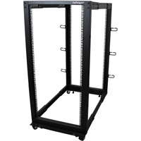 StarTech.com 4-Post 25U Mobile Open Frame Server Rack, 19in Network Rack with Casters, Rolling Rack for Computer/AV/Data/IT Equi