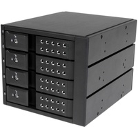 StarTech.com Drive Enclosure for 5.25" SATA/600, Serial Attached SCSI (SAS) - 6Gb/s SAS Host Interface Internal - Black - Connec