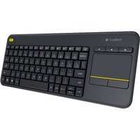 Logitech K400 Plus Keyboard - Wireless Connectivity - USB Interface - TouchPad - QWERTY Layout - Black - RF Mute, Volume Up, Volume Down Hot Key(s) -