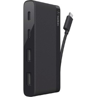 Belkin USB Hub - USB Type C - External - Black - 4 Total USB Port(s) - 4 USB 3.0 Port(s) - Mac, ChromeOS, ChromeOS