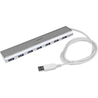 StarTech.com 7 Port Compact USB 3.0 Hub with Built-in Cable - 5Gbps - Aluminum USB Hub - Silver - 7 Total USB Port(s) - 7 USB 3.0 Port(s)