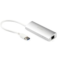 StarTech.com USB Hub - USB - External - Silver, White - 3 Total USB Port(s) - 3 USB 3.0 Port(s)1 Network (RJ-45) Port(s) - PC, Mac, ChromeOS