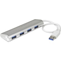StarTech.com 4 Port Portable USB 3.0 Hub with Built-in Cable - 5Gbps - Aluminum and Compact USB Hub - 4 Total USB Port(s) - 4 USB 3.0 Port(s)