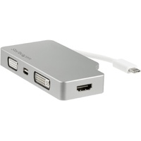 StarTech.com USB C Multiport Video Adapter 4K/1080p - USB Type C to HDMI, VGA, DVI or Mini DisplayPort Monitor Adapter - Silver