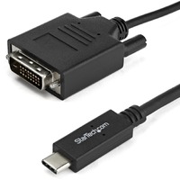 StarTech.com 3.3 ft / 1 m USB-C to DVI Cable - USB Type-C Video Adapter Cable - 1920 x 1200 - Black - First End: 1 x 25-pin DVI-
