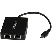 StarTech.com Gigabit Ethernet Adapter for Computer/Notebook - 10/100/1000Base-T - Desktop - USB Type C ASIX - AX88179 - 2 Port(s) - 2 - Twisted Pair