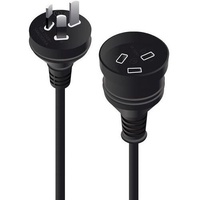 Alogic Power Extension Cord - 2 m - Australia - For General Purpose - 230 V AC - Black