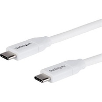 StarTech.com 2m 6 ft USB C to USB C Cable w/ 5A PD - M/M - White - USB 2.0 - USB-IF Certified - USB Type C Cable - USB C Chargin