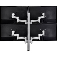 Atdec Modular AWMS-4-4675-H-S Desk Mount for Monitor, Flat Panel Display, Curved Screen Display - Silver - Height Adjustable - 4 Display(s) Supported