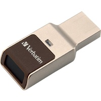 Verbatim Fingerprint Secure 64 GB USB 3.0 Type A Flash Drive - Silver - 256-bit AES - 80 MB/s Read Speed - 70 MB/s Write Speed