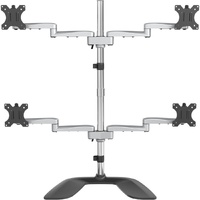 StarTech.com Quad Monitor Stand, Desktop VESA 4 Monitor Arm up to 32" (17.6lb/8kg) Screens, Ergonomic Articulating Pole Mount, A