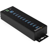 StarTech.com 10 Port USB Hub w/ Power Adapter - Metal Industrial USB 3.0 Data Hub - Din Rail, Wall & Desk Mount USB 3.2 Gen 1 5Gbps Hub - UASP - 10 -