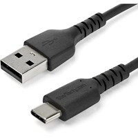 StarTech.com 1m USB A to USB C Charging Cable - Durable Fast Charge & Sync USB 2.0 to USB Type C Data Cord - Aramid Fiber M/M 3A Black - First End: 1