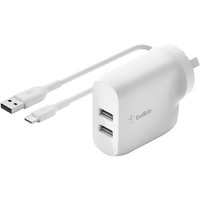 Belkin BOOST&uarr;CHARGE 24 W AC Adapter - USB - For Smartphone, Tablet PC, Power Bank - 4.80 A Output - White