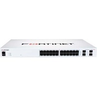 Fortinet FortiSwitch 100 124F-FPOE 24 Ports Manageable Ethernet Switch - 2 Layer Supported - Modular - 370 W PoE Budget - Optical Fiber, Twisted Pair