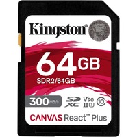 Kingston Canvas React Plus SDR2 64 GB Class 10/UHS-II (U3) V90 SDXC - 300 MB/s Read - 260 MB/s Write