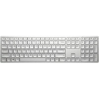 HP 970 Keyboard - Wireless Connectivity - USB Type A, USB Type C, USB Interface - Silver - Bluetooth/RF - 2.40 GHz - PC, Mac