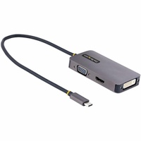 StarTech.com USB C Video Adapter, USB C to HDMI DVI VGA Adapter, 4K 60Hz, Aluminum, Video Display Adapter, USB Type C Travel Ada