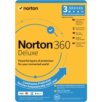 LifeLock Norton 360 Deluxe - Subscription License and Media - 3 Device, 50 GB, 1 User - Annual Fee - Antivirus - DVD-ROM - 1 Year License Validity -