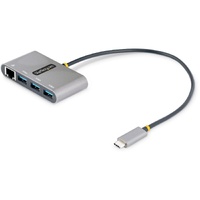 StarTech.com USB/Ethernet Combo Hub - USB 3.2 (Gen 1) Type C - Portable - Space Gray - UASP Support - 3 Total USB Port(s)1 Netwo