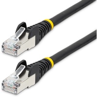 StarTech.com 1m CAT6a Ethernet Cable, Black Low Smoke Zero Halogen (LSZH) 10 GbE 100W PoE S/FTP Snagless RJ-45 Network Patch Cor