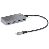 StarTech.com 4-Port USB-C Hub, 5Gbps, Bus Powered, 4x USB-A Ports, Optional Auxiliary Power, Portable USB Type-C Hub, 1ft/30cm Cable - Portable USB-C
