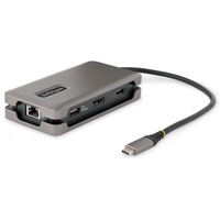 StarTech.com USB-C Multiport Adapter, 4K 60Hz HDMI/DP, 3-Port USB Hub, 100W PD Pass-Through, GbE, Mini Docking Station, 1ft/30cm