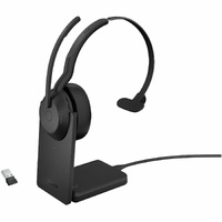 Jabra Evolve2 55 Wireless On-ear Mono Headset - Monaural - Supra-aural - 3000 cm - Bluetooth - 20 Hz to 20 kHz - MEMS Technology, Noise Cancelling -