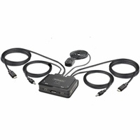 2-Port USB-C Cable KVM Switch 4K 60Hz DisplayPort Output Compact KVM with 4ft/1.2m USB Type-C/Audio Integrated Cables Bus Powered - Remote Switching
