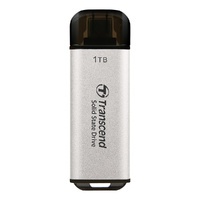 Transcend ESD300C 1 TB Portable Solid State Drive - External - Silver - Desktop PC, Notebook, Tablet, Smartphone, Gaming Console Device Supported - -