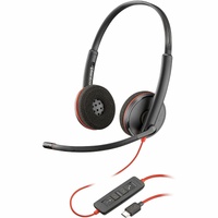 Poly Blackwire 3220 Wired On-ear, Over-the-head Stereo Headset - Black - Binaural - Ear-cup - 32 Ohm - 20 Hz to 20 kHz - 161 cm Cable - Noise - Noise