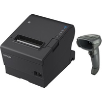 EPSON POS BUNDLE x1 TM-T88VII-612 Desktop Direct Thermal Printer -x1 DS4608 Black with Stand USB ZEBRA