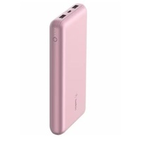 Belkin BoostCharge Power Bank - Pink - For Smartphone, iPhone - 20000 mAh - 3 x USB - Pink