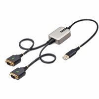 StarTech.com 2ft/60cm 2-Port USB to Serial Adapter Cable, COM Retention, FTDI, DB9 RS232, Changeable DB9 Screws/Nuts, Windows/macOS/Linux - Add two a