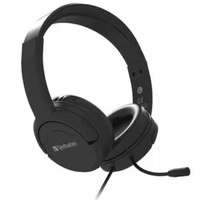 Verbatim Wired On-ear, Over-the-head Stereo Headset - Black - Binaural - Supra-aural - 32 Ohm - 20 Hz to 20 kHz - 1.2 cm Cable - Noise Cancelling -