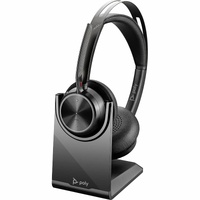 Poly Voyager Focus 2 Wired/Wireless Over-the-head Stereo Headset - Black - Google Assistant, Siri - Binaural - Supra-aural - 910