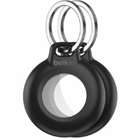 Belkin AirTag Asset Tracking Tag Holder - 50.8 mm x 43.2 mm x 10.2 mm - Plastic - 2 Pack - Black - Water Proof, Secure, Key Ring