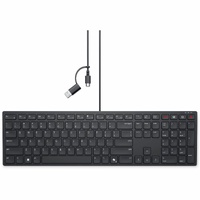 Dell Wired Collaboration KB525C Keyboard - Cable Connectivity - USB Type C, USB Type A Interface - English (US) - Black - Plunge